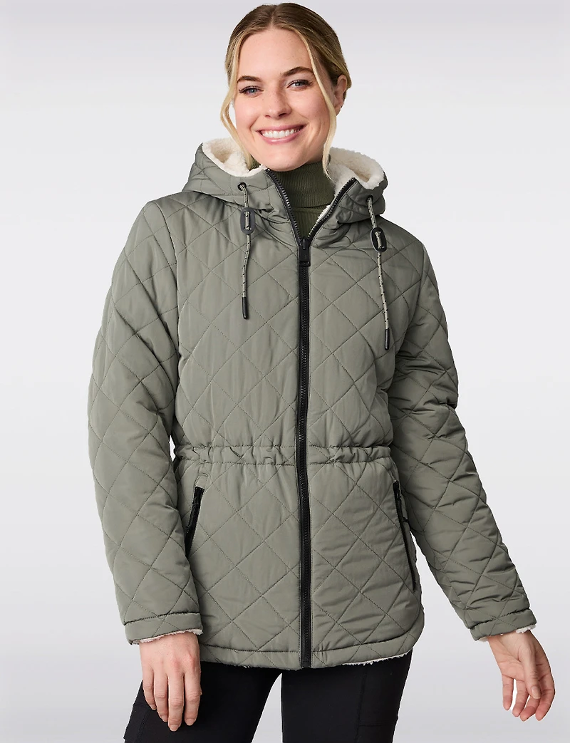 Reversible Quilted Sherpa Jacket by Free Country