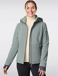 Fitted Faux Fur Lined Hooded Water-Resistant Softshell Jacket by Free Country
