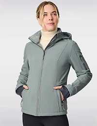 Fitted Faux Fur Lined Hooded Water-Resistant Softshell Jacket by Free Country