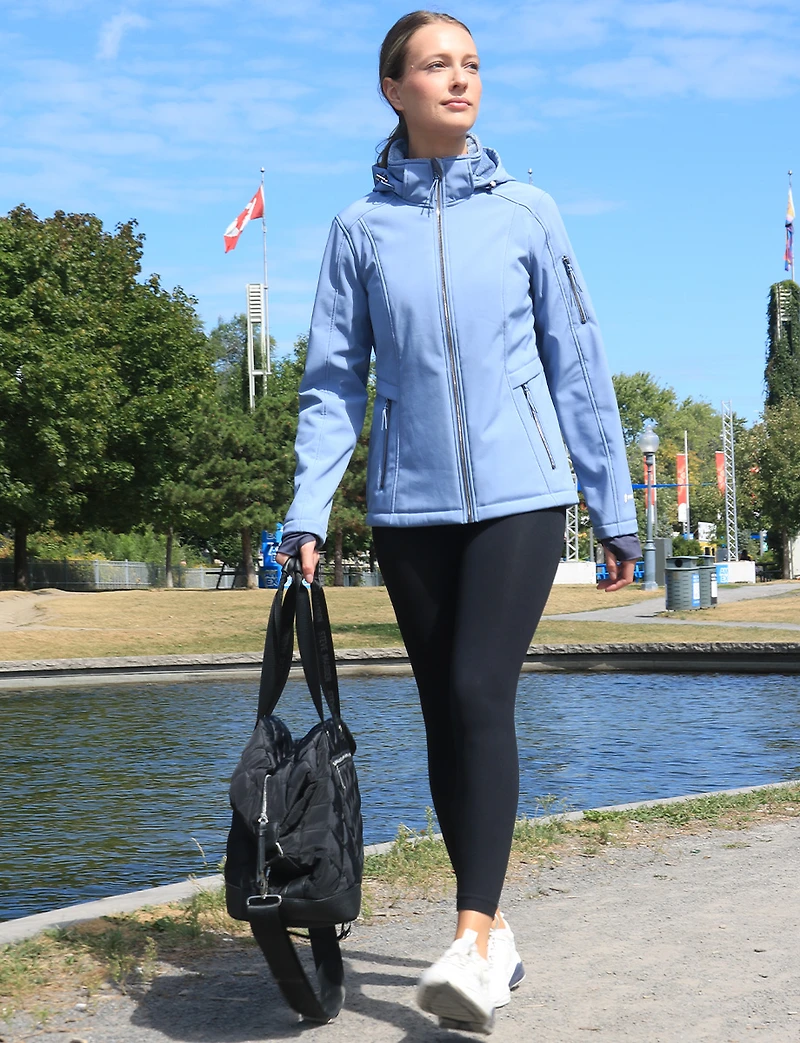 Fitted Faux Fur Lined Hooded Water-Resistant Softshell Jacket by Free Country