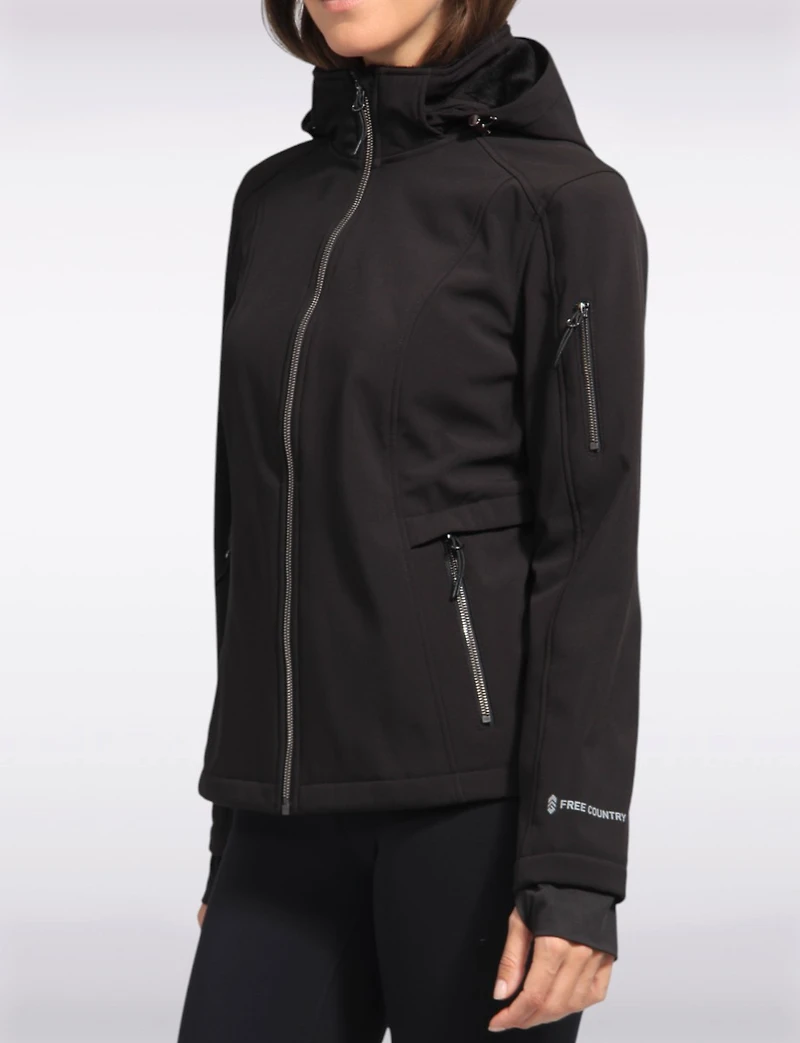 Versatile Sporty Softshell Fitted Jacket with Detachable Hood by Free Country