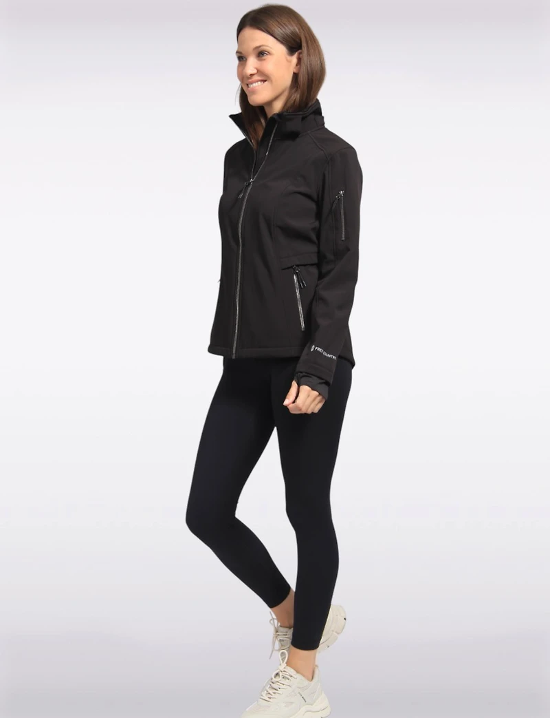 Versatile Sporty Softshell Fitted Jacket with Detachable Hood by Free Country