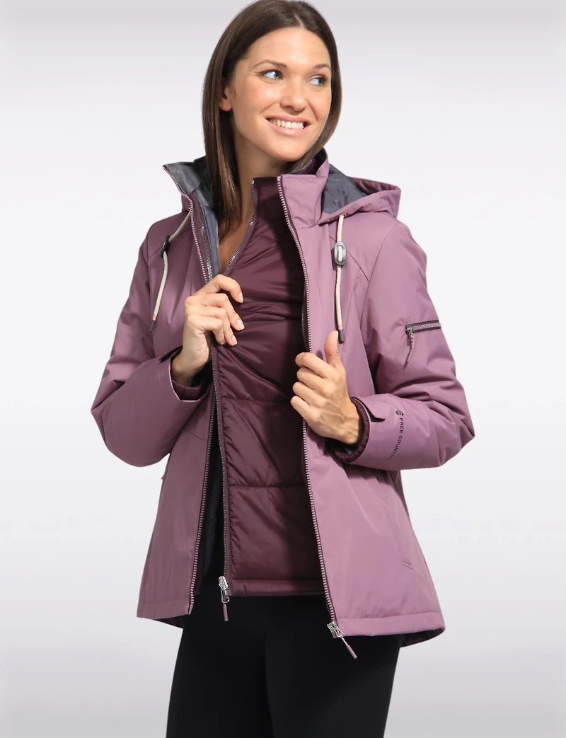 Versatile 3-in-1 Multi-layer Recycled Hooded Jacket by Free Country