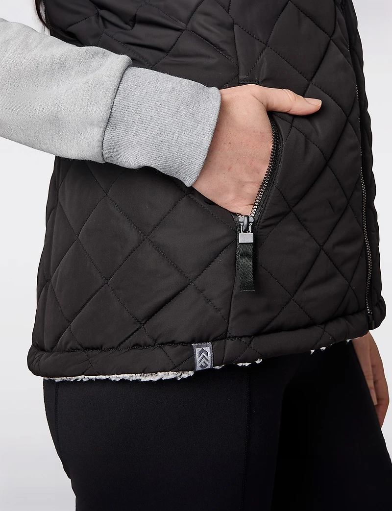 Eco-Friendly Reversible Quilted Sherpa Vest by Free Country