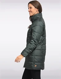 Quilted Jacket with Front Zip Flap Pockets and Genuine Fur Trim Hood by Danwear