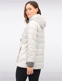 Quilted Jacket with Brown Trim Zip Front Pockets and Detachable Hood by Danwear