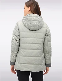 Quilted Jacket with Brown Trim Zip Front Pockets and Detachable Hood by Danwear