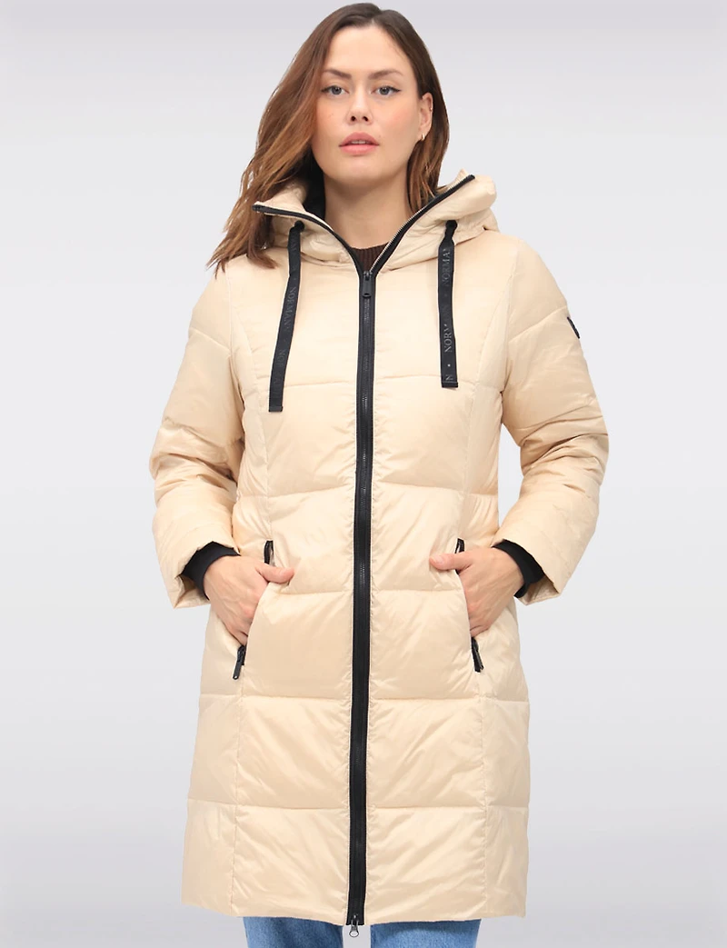 Lightweight Down Puffer Jacket with Zip-Up Front & Attached Hood by Normann