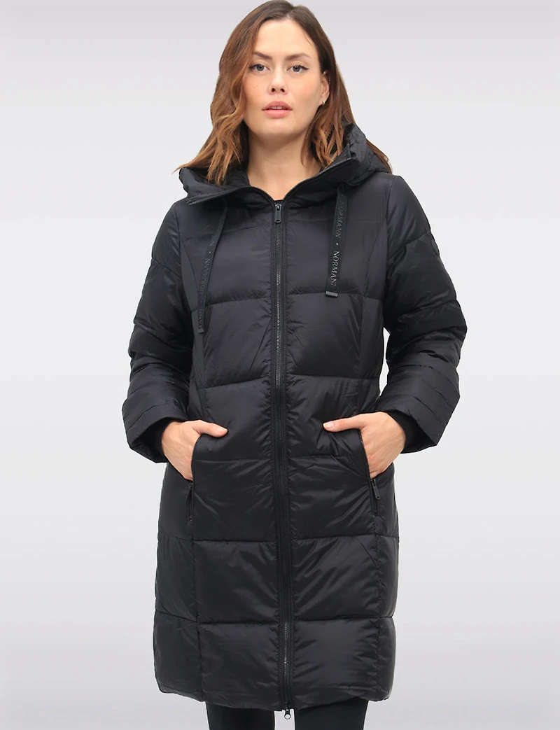 Lightweight Down Puffer Jacket with Zip-Up Front & Attached Hood by Normann