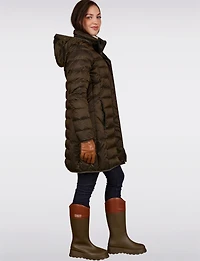 Lightweight Mid-Length Metallic Hooded Eco-Down Quilted Puffer Jacket by Normann