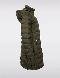 Lightweight Mid-Length Metallic Hooded Eco-Down Quilted Puffer Jacket by Normann