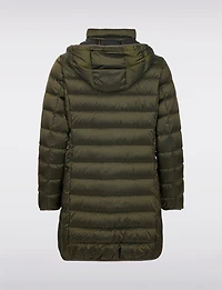 Lightweight Mid-Length Metallic Hooded Eco-Down Quilted Puffer Jacket by Normann