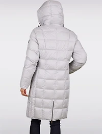 Sleek Down Quilted Coat with Detachable Hood and Black Trim Detail by Normann