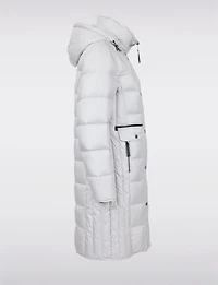Sleek Down Quilted Coat with Detachable Hood and Black Trim Detail by Normann