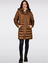 Midweight Quilted Down Puffer Jacket with Detachable Hood & Zip Front by Normann