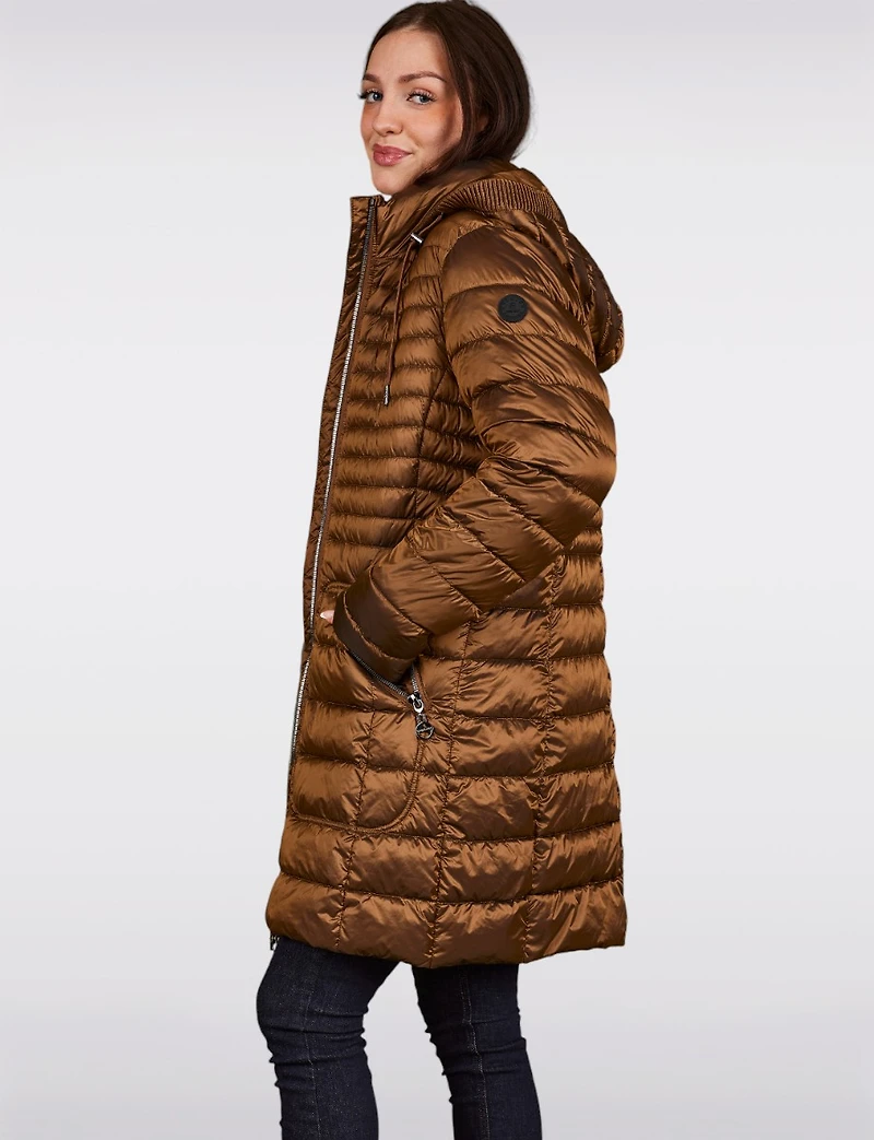 Midweight Quilted Down Puffer Jacket with Detachable Hood & Zip Front by Normann