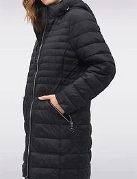 Midweight Quilted Down Puffer Jacket with Detachable Hood & Zip Front by Normann