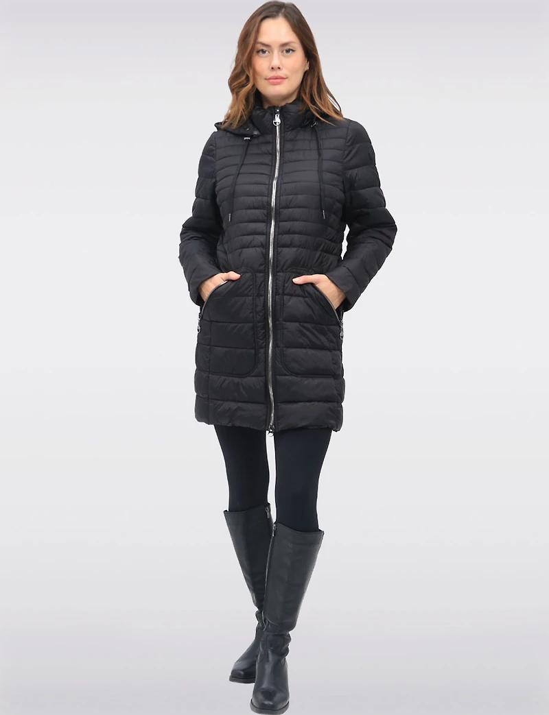 Midweight Quilted Down Puffer Jacket with Detachable Hood & Zip Front by Normann