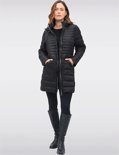 Midweight Quilted Down Puffer Jacket with Detachable Hood & Zip Front by Normann