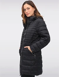 Midweight Quilted Down Puffer Jacket with Detachable Hood & Zip Front by Normann