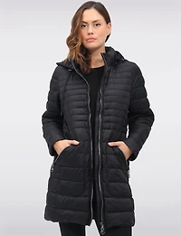 Midweight Quilted Down Puffer Jacket with Detachable Hood & Zip Front by Normann