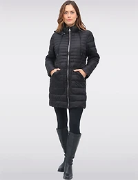 Midweight Quilted Down Puffer Jacket with Detachable Hood & Zip Front by Normann