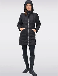 Midweight Quilted Down Puffer Jacket with Detachable Hood & Zip Front by Normann