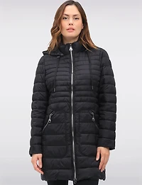 Midweight Quilted Down Puffer Jacket with Detachable Hood & Zip Front by Normann