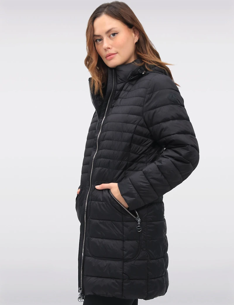 Midweight Quilted Down Puffer Jacket with Detachable Hood & Zip Front by Normann