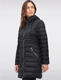 Midweight Quilted Down Puffer Jacket with Detachable Hood & Zip Front by Normann