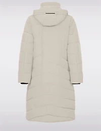 Matte Long Straight Quilted Insulated Jacket with Detachable Hood by Frandsen