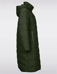 Matte Long Straight Quilted Insulated Jacket with Detachable Hood by Frandsen