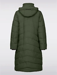 Matte Long Straight Quilted Insulated Jacket with Detachable Hood by Frandsen