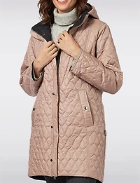 Reversible Smooth & Quilt Hood Rain Resistant Drawstring Waist Coat by Frandsen