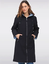 Versatile Reversible Smooth to Quilt Hooded Rain Resistant Coat by Frandsen