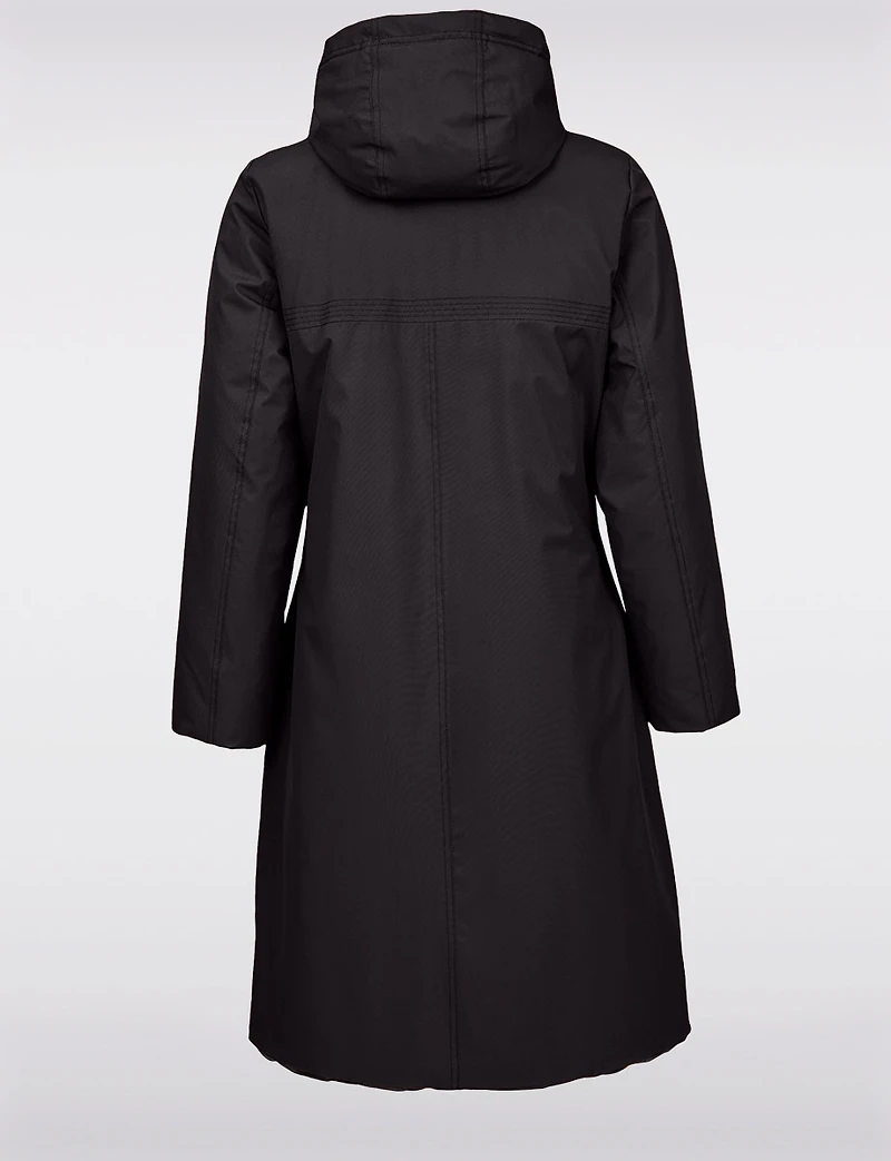 Versatile Reversible Smooth to Quilt Hooded Rain Resistant Coat by Frandsen