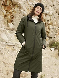 Versatile Reversible Smooth to Quilt Hooded Rain Resistant Coat by Frandsen