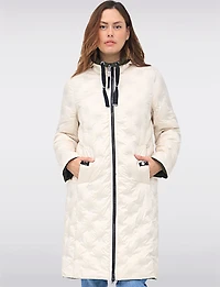 Versatile Reversible Smooth to Quilt Hooded Rain Resistant Coat by Frandsen