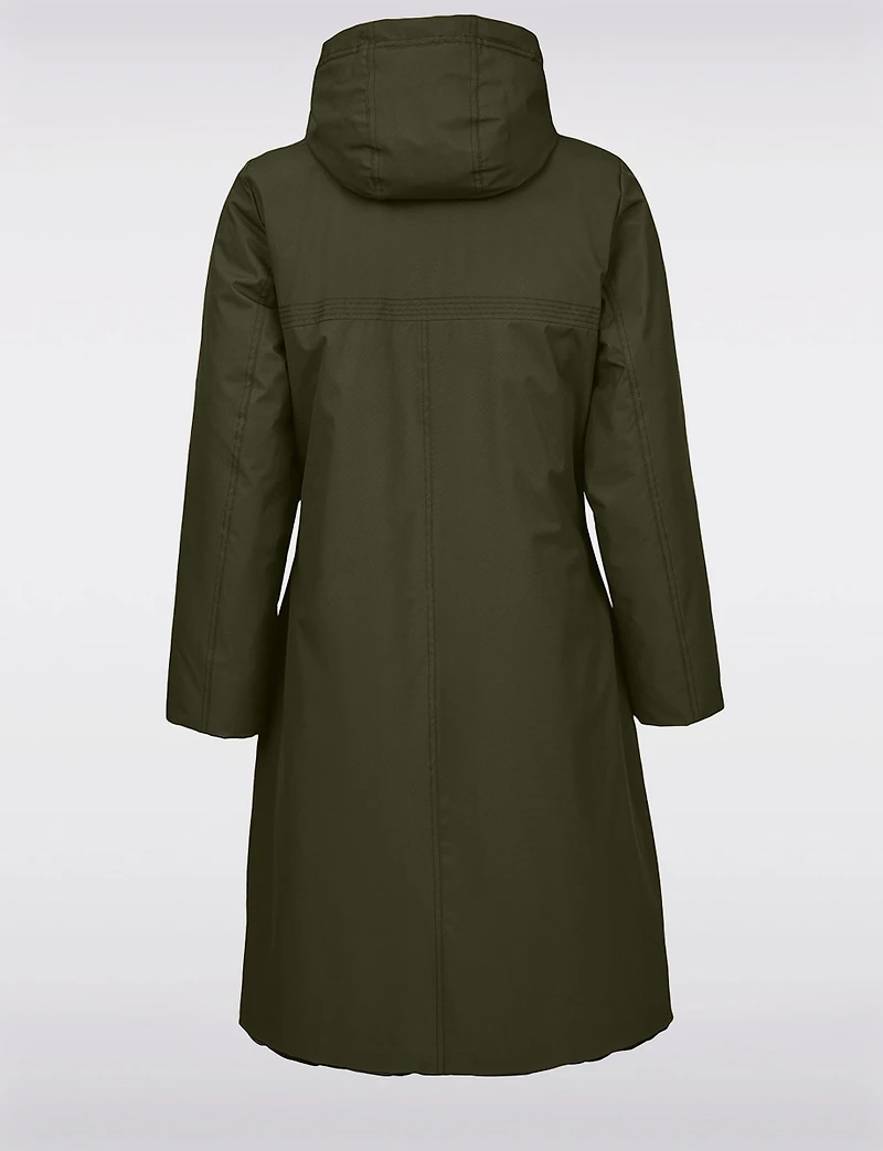 Versatile Reversible Smooth to Quilt Hooded Rain Resistant Coat by Frandsen