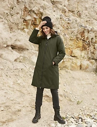 Versatile Reversible Smooth to Quilt Hooded Rain Resistant Coat by Frandsen