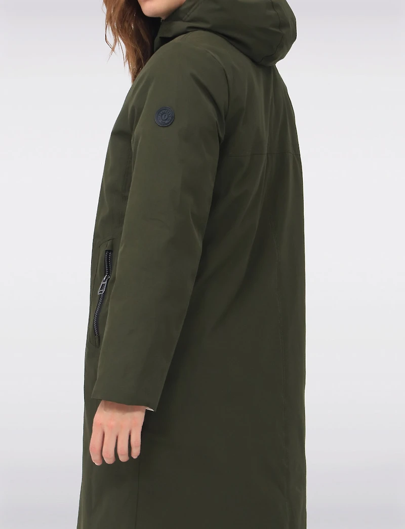 Versatile Reversible Smooth to Quilt Hooded Rain Resistant Coat by Frandsen