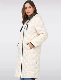 Versatile Reversible Smooth to Quilt Hooded Rain Resistant Coat by Frandsen