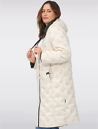 Versatile Reversible Smooth to Quilt Hooded Rain Resistant Coat by Frandsen