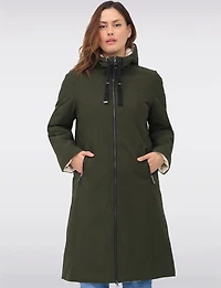 Versatile Reversible Smooth to Quilt Hooded Rain Resistant Coat by Frandsen