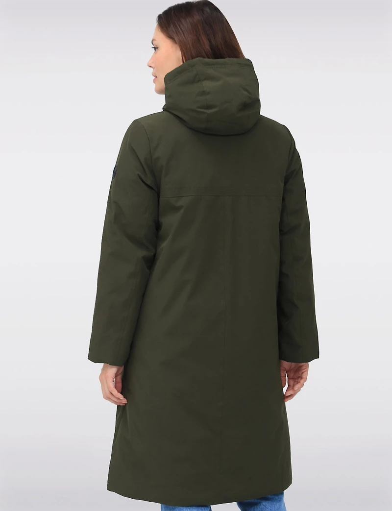 Versatile Reversible Smooth to Quilt Hooded Rain Resistant Coat by Frandsen