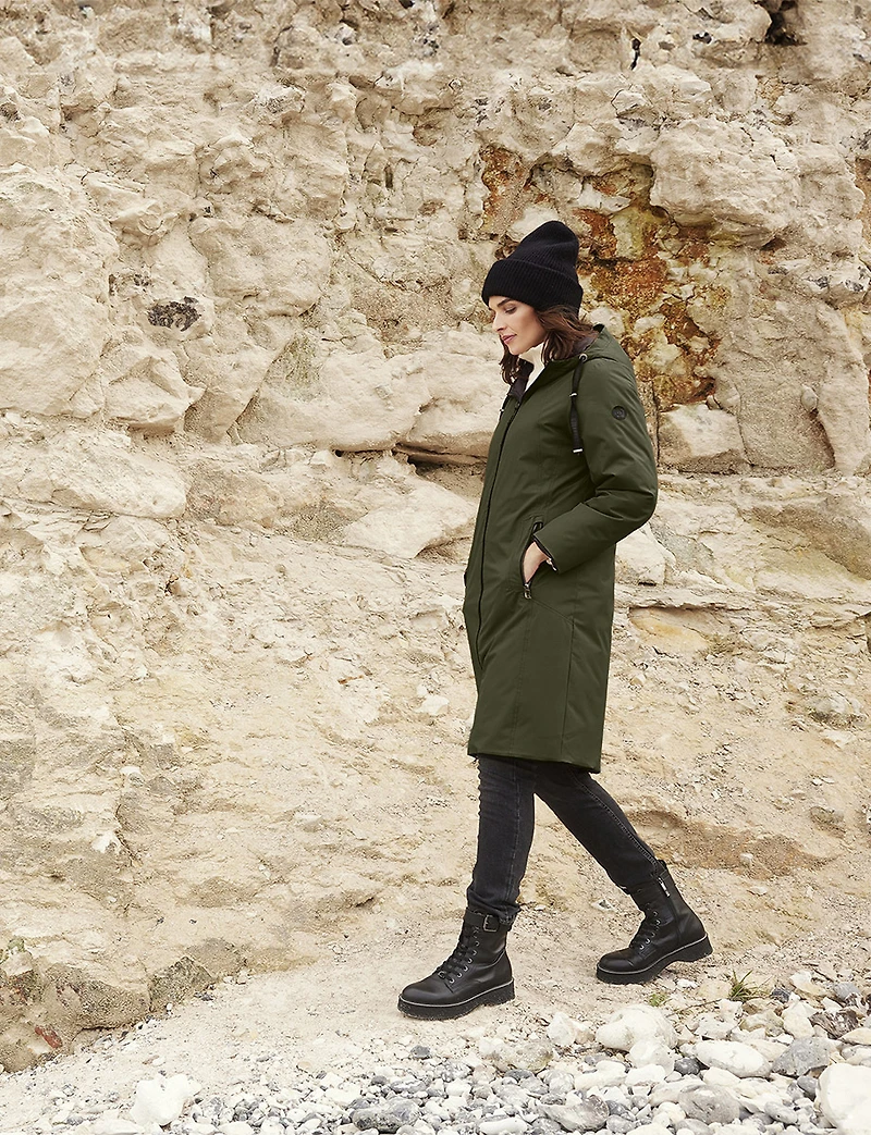 Versatile Reversible Smooth to Quilt Hooded Rain Resistant Coat by Frandsen