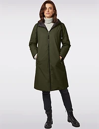 Versatile Reversible Smooth to Quilt Hooded Rain Resistant Coat by Frandsen