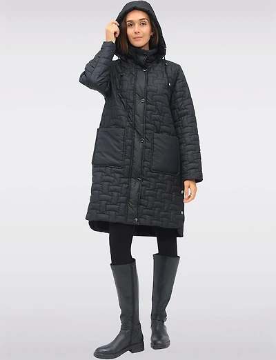Quilted Water-Repellent Jacket with Detachable Hood and Side Slits by Frandsen
