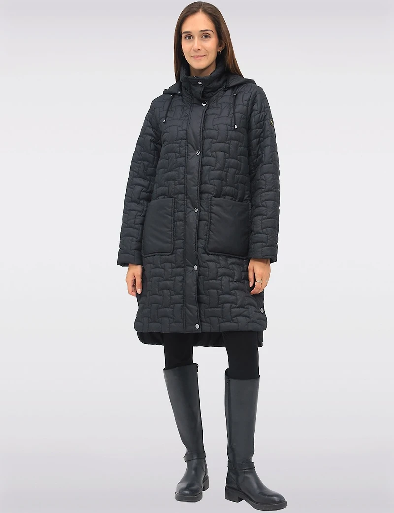 Quilted Water-Repellent Jacket with Detachable Hood and Side Slits by Frandsen
