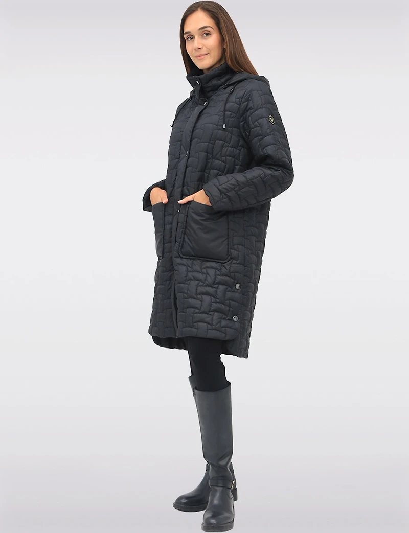 Quilted Water-Repellent Jacket with Detachable Hood and Side Slits by Frandsen